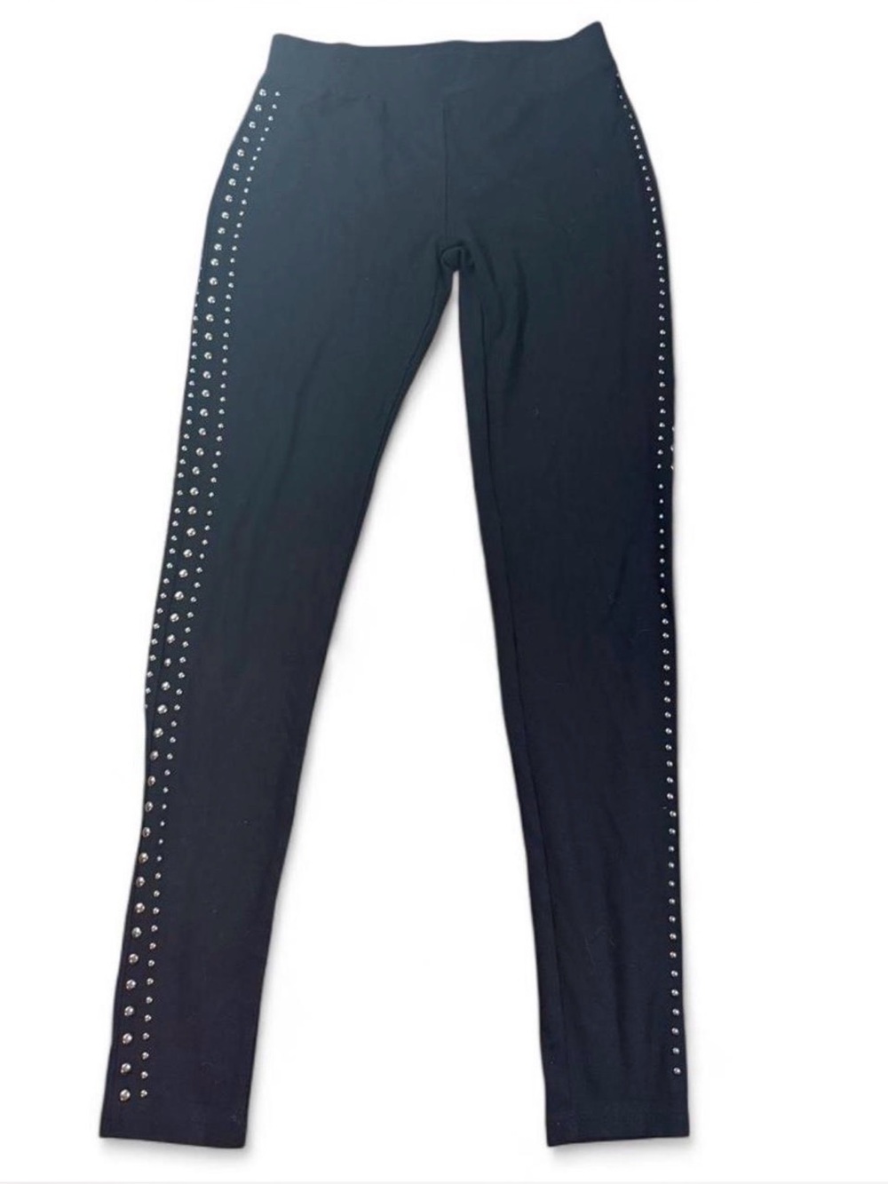 FYLO Black Studded Leggings Womens medium Silver Rhinestone Embellished Y2K